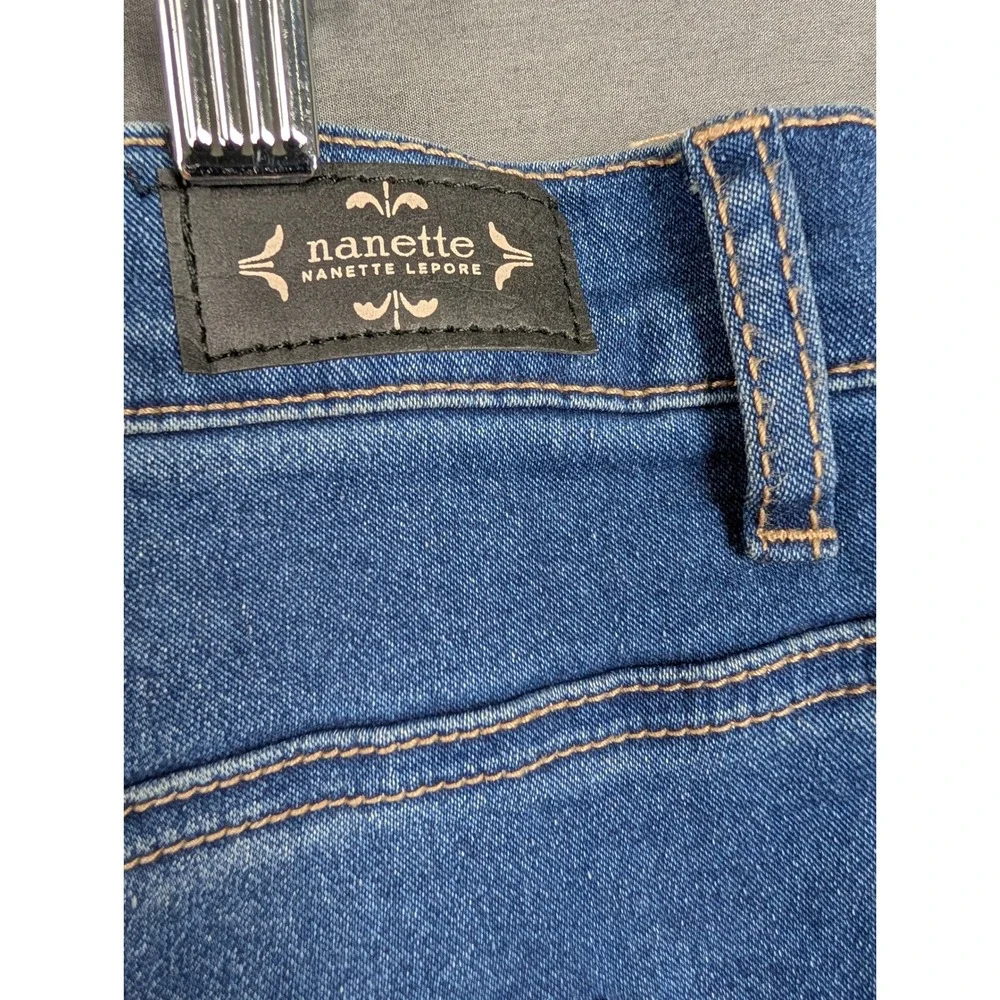 Nanette Lepore Blue High Rise Denim Jean Shorts Plus Size 18W Whiskered Stretch‎